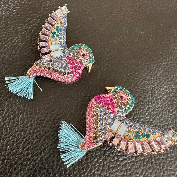 Humming Bird Glam Glitzy Tropical Island Earrings - Picture 1 of 6